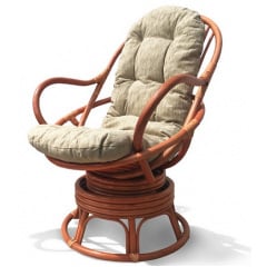 Кресло-качалка Cruzo Флора из натурального ротанга терракотовое на пружинном блоке Новая Каховка