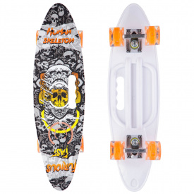 Скейтборд круизер пластиковый PC дека с отверстием и светящимися колесами SP-Sport SK-885-4 черный-белый