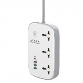Удлинитель с USB 2 м Ldnio SCW3451 3USB Type-C 3 розетки QC Wi-Fi White
