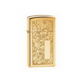 Бензиновая зажигалка Zippo Slim Venetian узкая Золотистая (1652B)