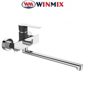 Змішувач для ванни довгий ніс Winmix Premium EVA BLACK (Chr-009), Польща (латунь)