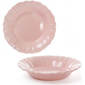 Набор Bona 6 глубоких тарелок Leeds Ceramics SUN диаметр 23см каменная керамика Розовые DP40162