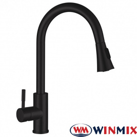 Змішувач для кухні Вухо чорний Winmix Sus 014B BLACK (Chr-014B) витяжний, Польща (нержавіюча сталь)