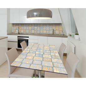 Наклейка 3Д виниловая на стол Zatarga «Патина зеркальной плитки» 650х1200 мм для домов, квартир, столов,