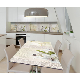 Наклейка виниловая на стол Zatarga "Белые Лилии" 650х1200 мм