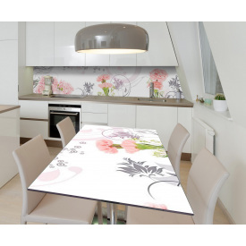 Наклейка вінілова на стіл Zatarga  "Рожеві Гвоздики" 600х1200 мм Z181722st