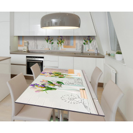 Наклейка вінілова на стіл Zatarga  "Тюльпани у вазах" 600х1200 мм