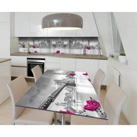 Наклейка вінілова на стіл Zatarga  "3Д Троянди Місто" 650х1200 мм