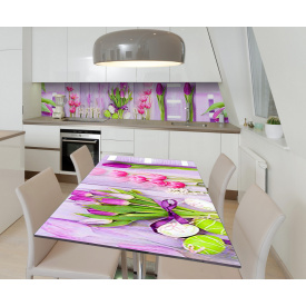 Наклейка виниловая на стол Zatarga "Цветы на досках" 600х1200 мм