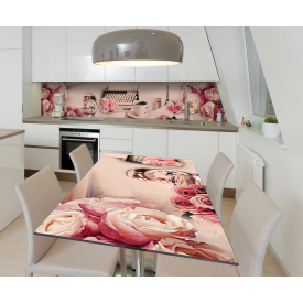 Наклейка вінілова на стіл Zatarga  "Ранковий букет троянд" 600х1200 мм