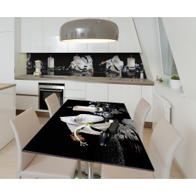 Наклейка виниловая на стол Zatarga "Белые Гибискусы" 650х1200 мм