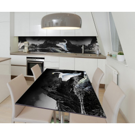 Наклейка вінілова на стіл Zatarga  "Лебеді та Гори" 650х1200 мм