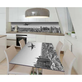 Наклейка вінілова на стіл Zatarga  "Літак над містом" 650х1200 мм