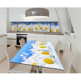 Наклейка 3Д виниловая на стол Zatarga «Возлежание ромашек» 650х1200 мм для домов, квартир, столов, кофейн,