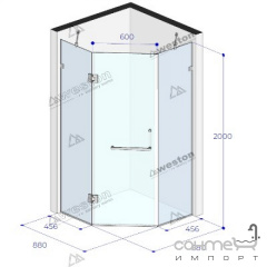 Душевая кабина Weston WK 5 880x880x2000 хром/стекло прозрачное, ручка-полотенцедержатель Конотоп