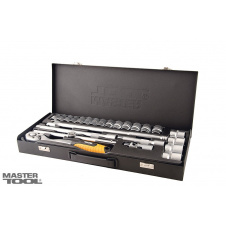 Набор насадок торцевых MASTERTOOL PROFI CrV 1/2" 10-32 мм трещотка 72Т 24 шт металлический кейс 78-4124