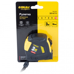 Рулетка гумова 3м×16мм SIGMA (3814711) Хуст