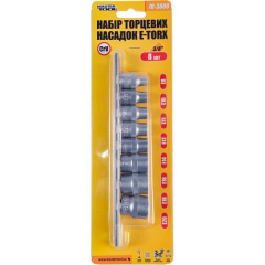 Набор насадок торцевых MASTERTOOL CRV E-TORX 3/8" E8-E20 8 шт 78-3808 Николаев