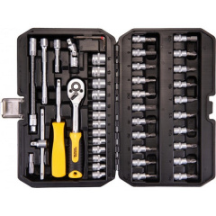 Набор насадок торцевых MASTERTOOL CrV 1/4" 4-14 мм трещотка 72Т 46 шт кейс 78-2047 Луцк