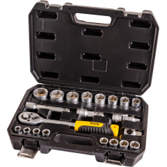 Набор насадок торцевых MASTERTOOL CrV 1/2" 10-32 мм трещотка 72Т 21 шт кейс 78-4021 Хмельницкий