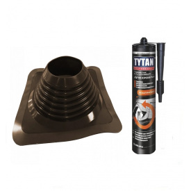 Комплект прохід покрівельний ущільнювач прямий + герметик Master Flash 160 \ 300 Коричневий