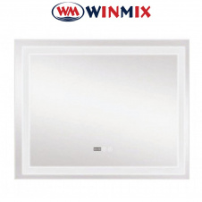 Зеркало для ванной комнаты Winmix WARM MR02-100x70 (с LED-подсветкой, часы, антизапотевание)