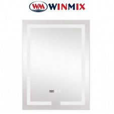 Зеркало для ванной комнаты Winmix HARD MR06-50x80 (с LED-подсветкой, часы, антизапотевание)