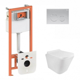 Інсталяція для унітазу 3 в 1 Qtap Nest + унітаз з сидінням, з панеллю змиву (QT1733052ERW0133M425M11111SAT)