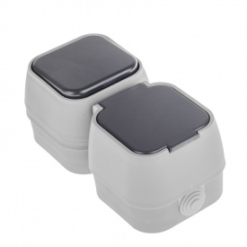 Выключатель + розетка Brille Пластик 1-кл Серый 42-253