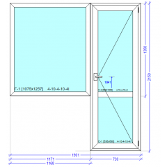 Балконный блок (дверь 730х2150 окно 1170х1350) монтажная ширина 70 мм, профиль WDS Ekipazh Ultra 70 Ивано-Франковск