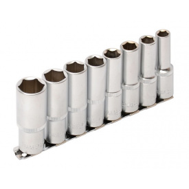 Набор длинных насадок торцевых MASTERTOOL CRV 1/2" 8 шт 10/12/13/14/15/17/19/22 мм (78-1208)