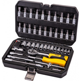 Набор насадок торцевых MASTERTOOL CrV 1/4" 4-14 мм трещотка 72Т 46 шт кейс 78-2047
