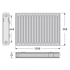 Радиатор стальной Aquavita 11 500х1200 с креплением Чугуїв