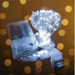 Гірлянда Hoz Роса на батареях + USB 100 LED 10 м Холодний білий (MR66570) Вінниця