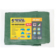Тент двусторонний MASTERTOOL 10х12 м 130 г/м² Khaki and silver (89-1012) Вишневое