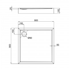 Душевой поддон Qtap Tern 309912C 90X90X12См + Сифон Володарськ-Волинський