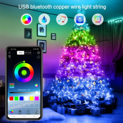 Гірлянда Світлодіодна роса Mini 50 LED usb bluetooth 5 м Різнокольоровий (hub_dzemlz) Королево