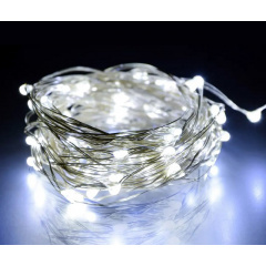 Гирлянда-нить светодиодная на батарейках Adecor 10 м 100 Led Белый (218-21526972) Чорноморськ