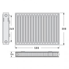Радиатор стальной Aquavita 22 300х500 с креплением Доманёвка