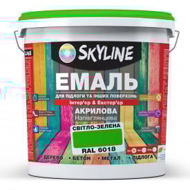 Эмаль для пола и других поверхностей акриловая SkyLine Светло-зеленый RAL 6018 3 л