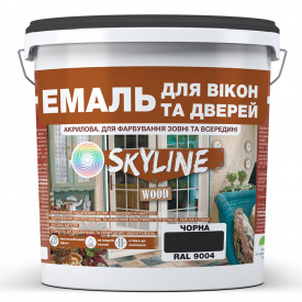Эмаль акриловая Для Окон и Дверей SkyLine Wood Черная RAL 9004 10 л