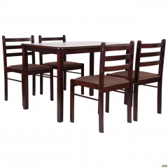 Обідній стіл і стільці Брауні з дерева темний шоколад капучино — комплект 5 од. Київ