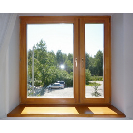 Вікно пластикове 1300x1400 мм монтажна ширина 60 мм профіль WDS Ekipazh Ultra 60 колір Золотий Дуб