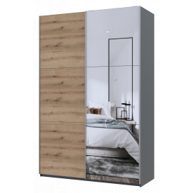 Шафа купе Doros G-Caiser Графіт Дуб Евок 1 ДСП / 1 Дзеркало 160х60х240 (42005072)