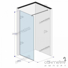 Душевая перегородка Weston WP0 800x900x2000 матовая черная/прозрачное стекло