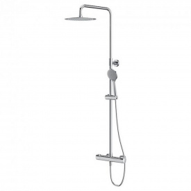 Душевой набор CERSANIT CITY (смеситель термостат+штанга+верх.душ+лейка+шланг)