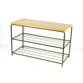 Полиця для взуття з сидінням з МДФ Ferrum Гранд 2полки Антик-золото (841)