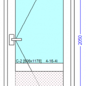 Дверь балконная 700x2050 мм монтажная ширина 60 мм профиль WDS Ekipazh Ultra 60