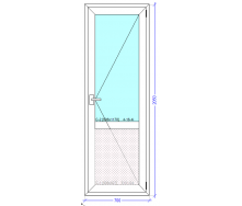 Двері балконні 700x2050 мм монтажна ширина 60 мм профіль WDS Ekipazh Ultra 60 