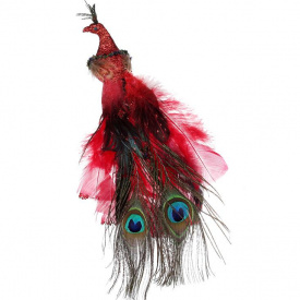 Декоративный Павлин на клипсе BonaDi 2 см Красный (743-357)